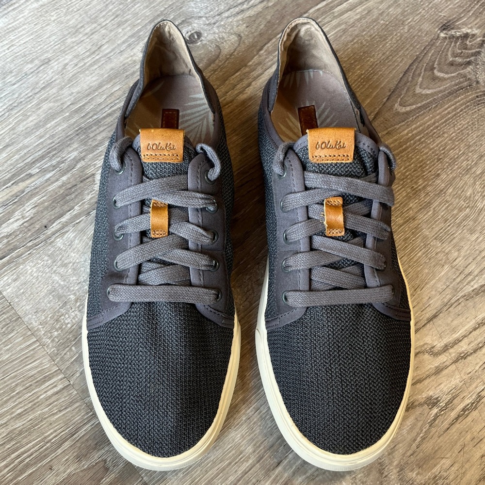 OluKai Pehuea Li Charcoal Grey Mesh Lace Up Sneakers Womens 11 20379-PVPV
